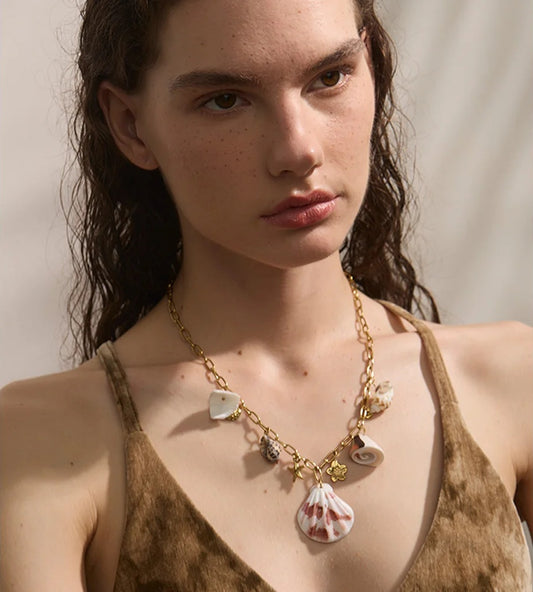 Conch shell ocean style pendant necklace - product image