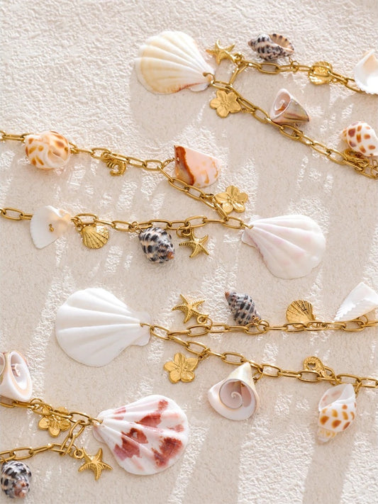 Conch shell ocean style pendant necklace - product image