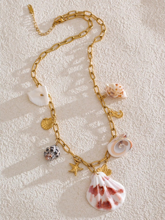 Conch shell ocean style pendant necklace - product image