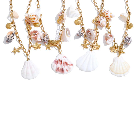 Conch shell ocean style pendant necklace - product image