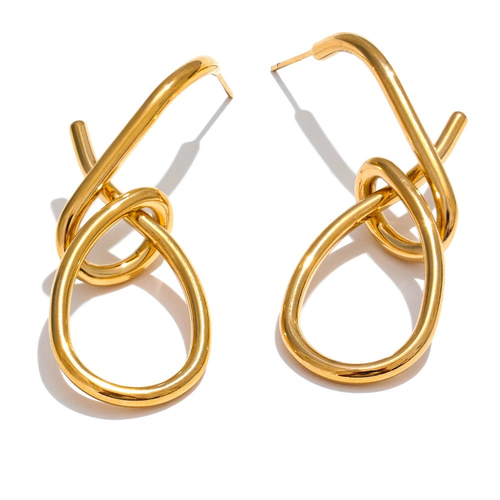 Contemporary big drop push-back stud earrings - product image