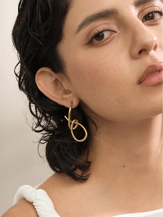 Contemporary big drop push-back stud earrings - product image