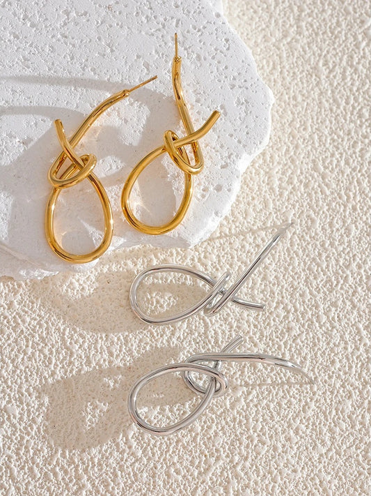 Contemporary big drop push-back stud earrings - product image