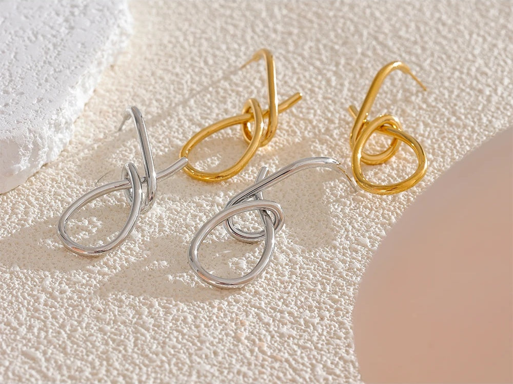 Contemporary big drop push-back stud earrings - product image