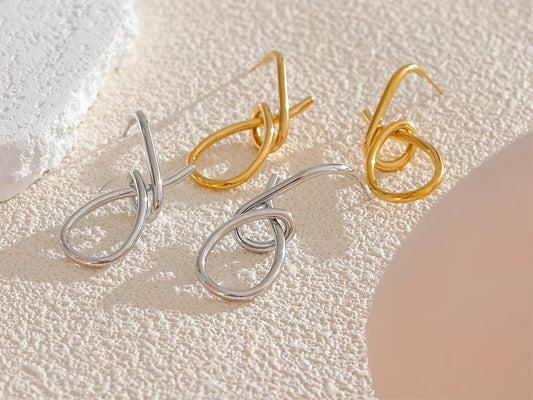 Contemporary big drop push-back stud earrings - product image