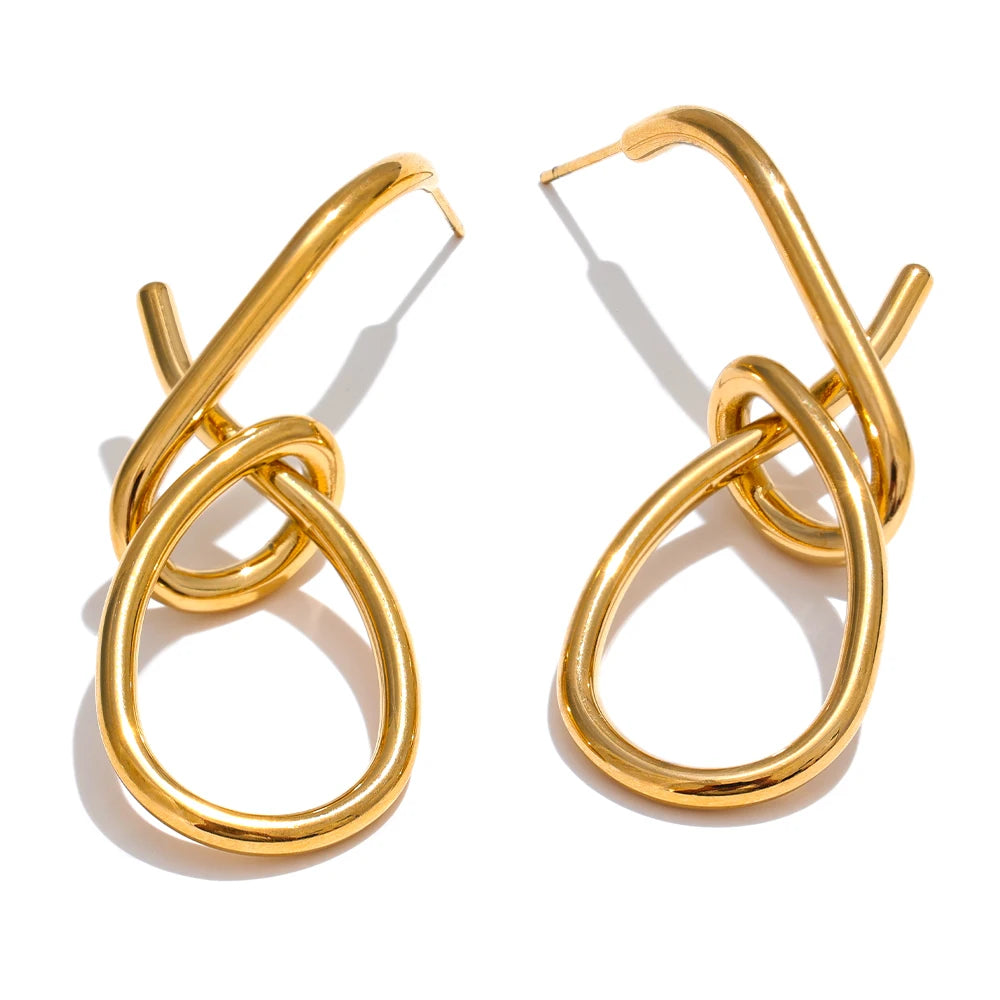 Contemporary big drop push-back stud earrings - product image