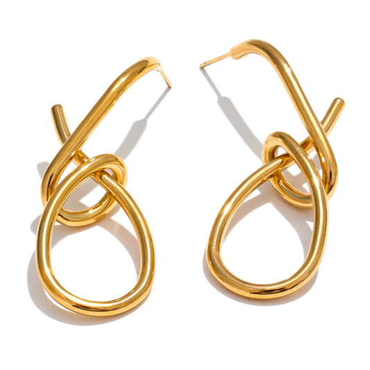Contemporary big drop push-back stud earrings - product image