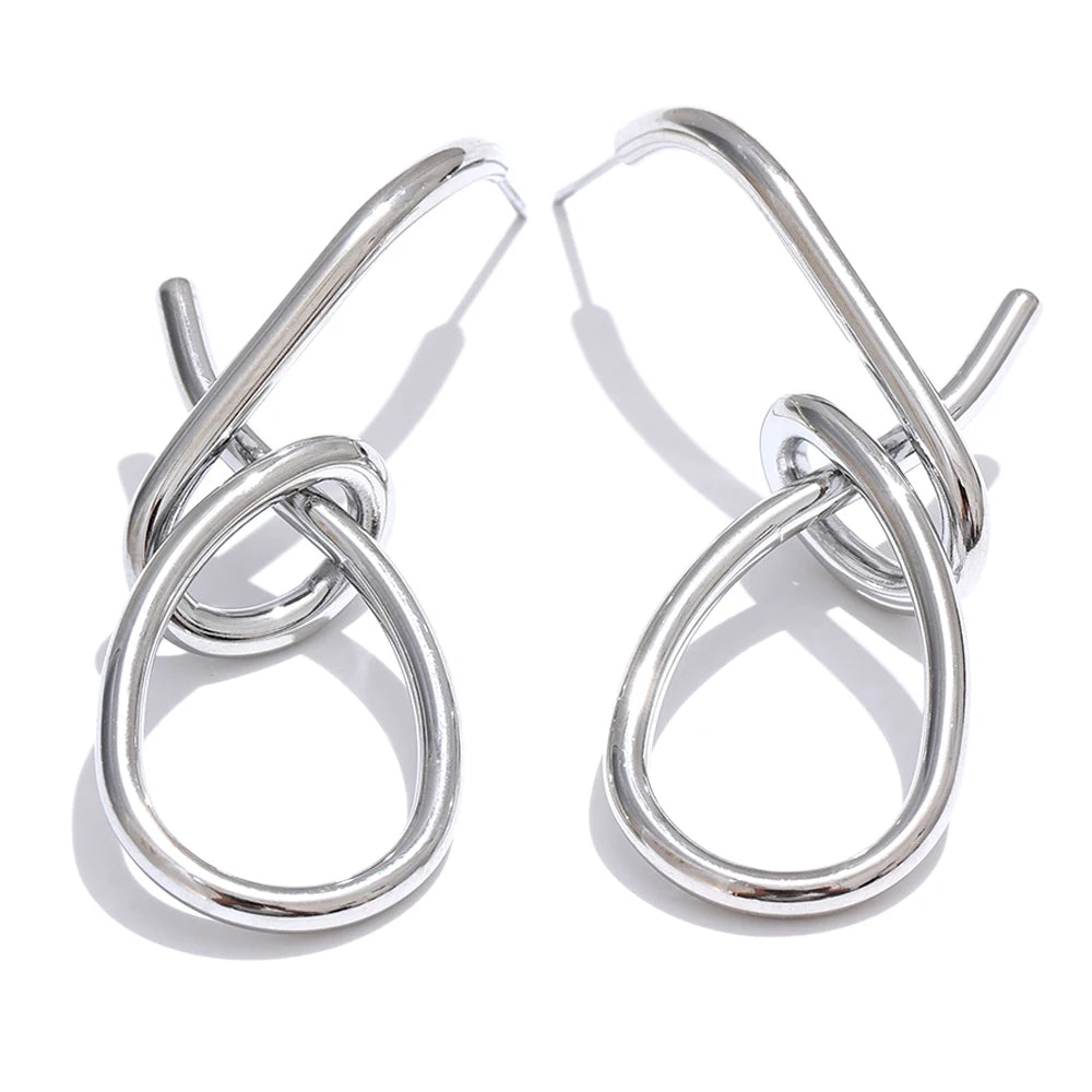 Contemporary big drop push-back stud earrings - product image