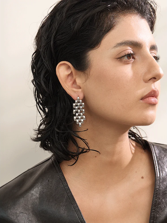Contemporary chain long drop dangle earrings - product image