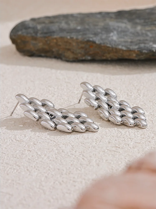 Contemporary chain long drop dangle earrings - product image