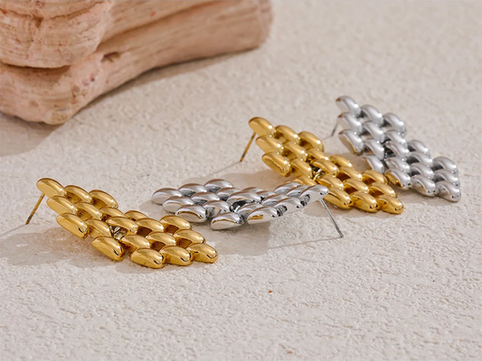 Contemporary chain long drop dangle earrings - product image