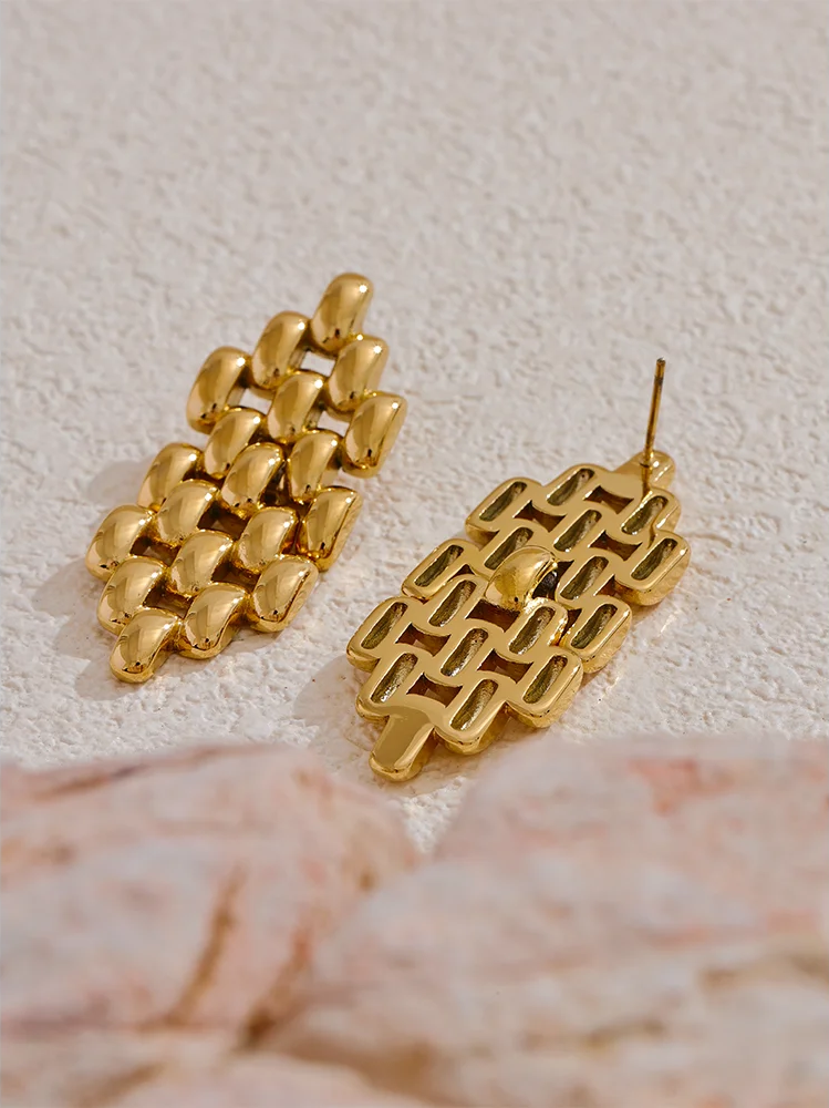 Contemporary chain long drop dangle earrings - product image