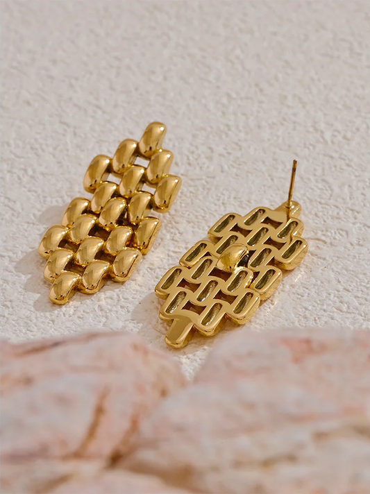 Contemporary chain long drop dangle earrings - product image