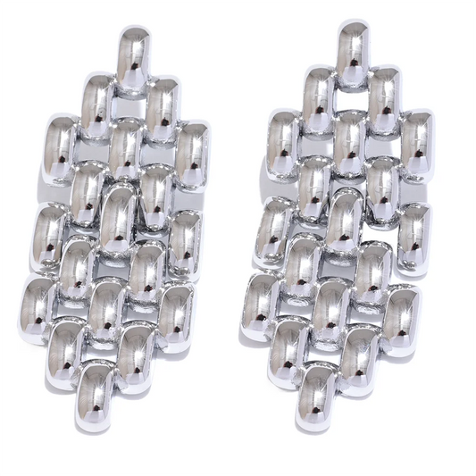Contemporary chain long drop dangle earrings - product image