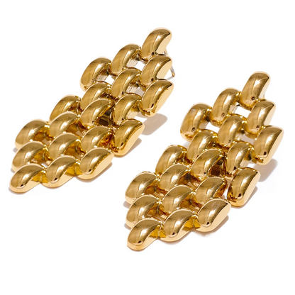 Contemporary chain long drop dangle earrings - product image