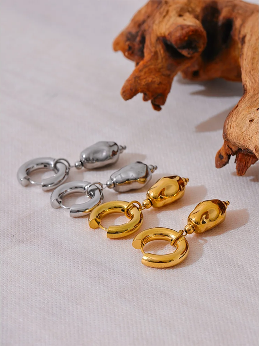 Contemporary drop hoop unusual charm earrings - product image