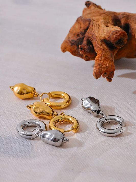 Contemporary drop hoop unusual charm earrings - product image