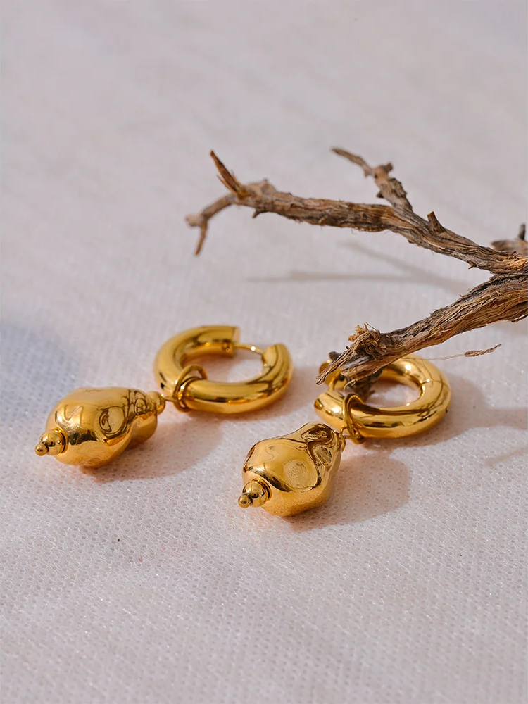 Contemporary drop hoop unusual charm earrings - product image