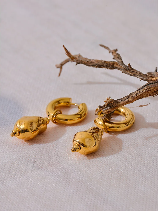 Contemporary drop hoop unusual charm earrings - product image