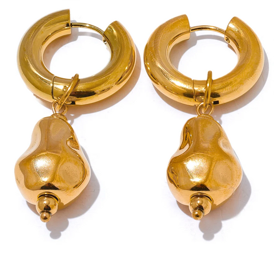 Contemporary drop hoop unusual charm earrings - product image