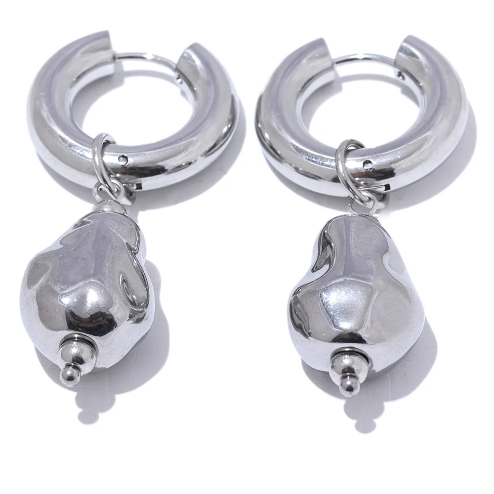Contemporary drop hoop unusual charm earrings - product image