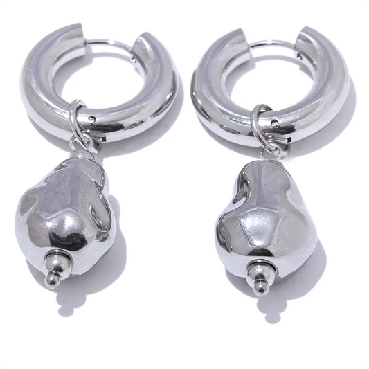 Contemporary drop hoop unusual charm earrings - product image