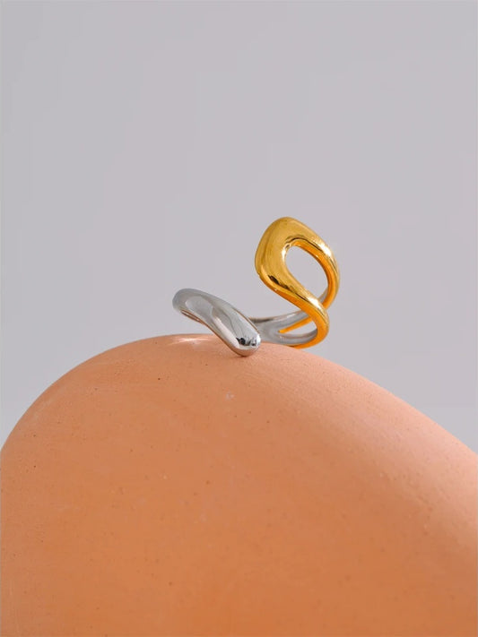 Contemporary hollow adjustable double color ring - product image