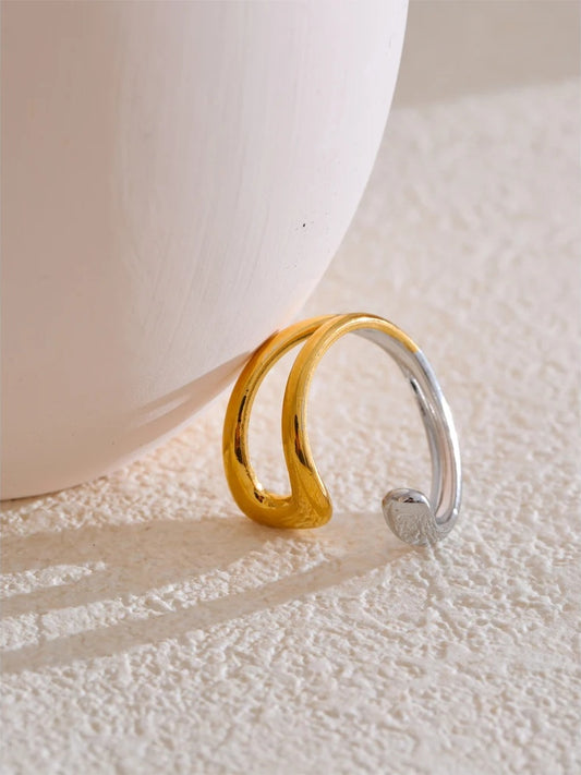 Contemporary hollow adjustable double color ring - product image