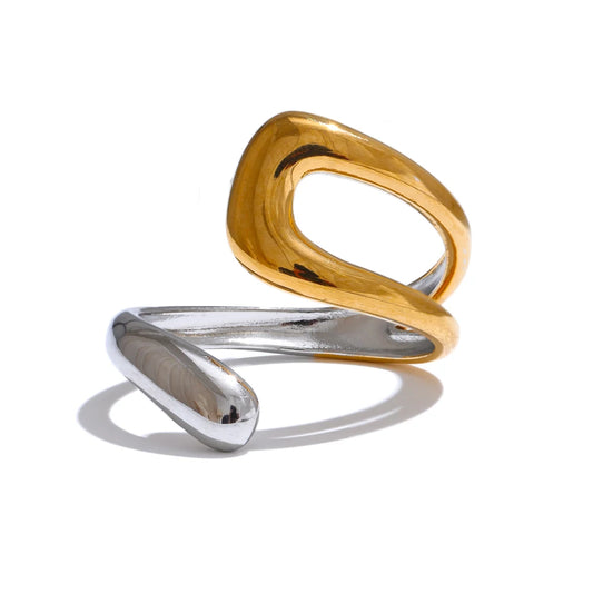 Contemporary hollow adjustable double color ring - product image