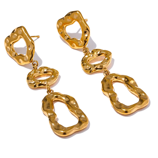 Contemporary hollow long drop dangle earrings - product image