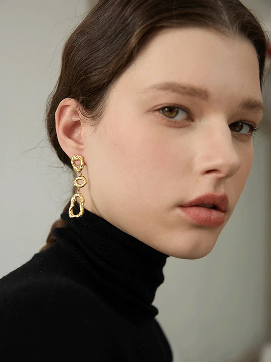 Contemporary hollow long drop dangle earrings - product image