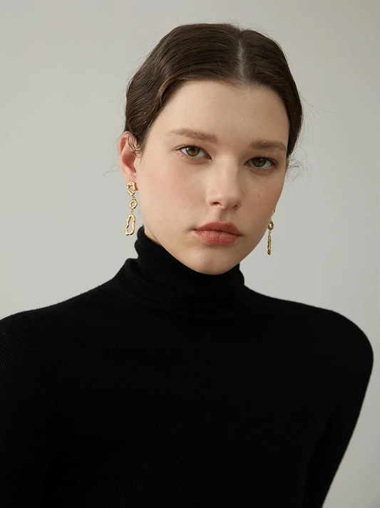 Contemporary hollow long drop dangle earrings - product image