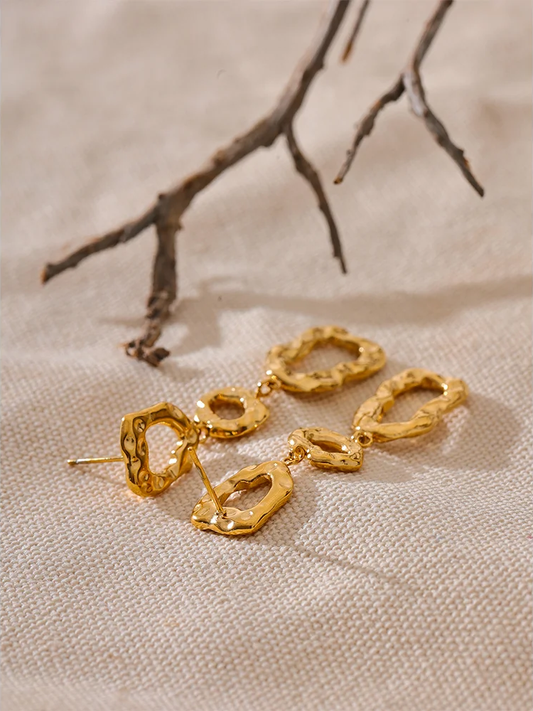 Contemporary hollow long drop dangle earrings - product image