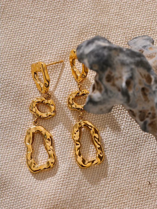Contemporary hollow long drop dangle earrings - product image