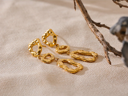 Contemporary hollow long drop dangle earrings - product image