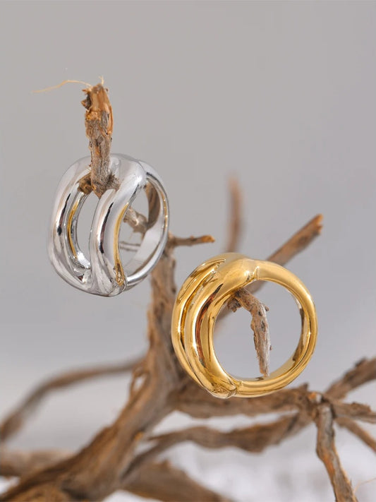 Contemporary hollow rust proof fashion statement ring - product image