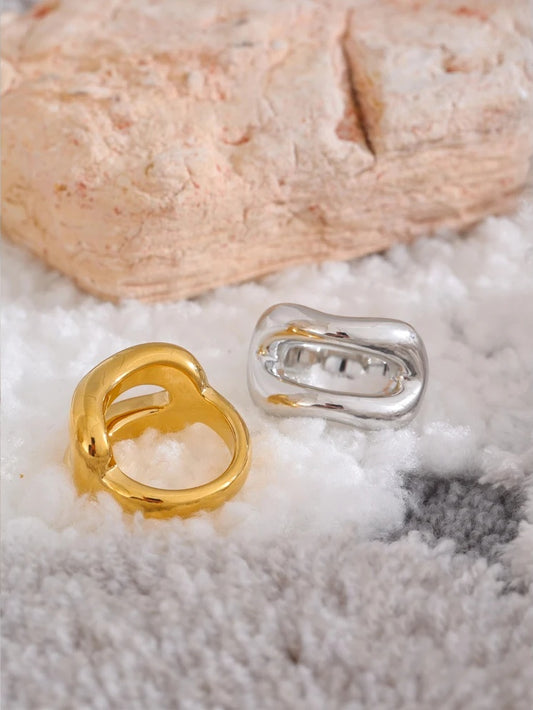 Contemporary hollow rust proof fashion statement ring - product image