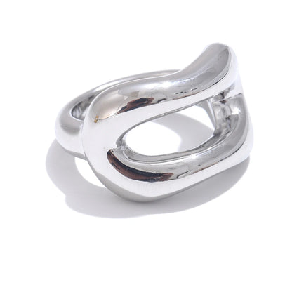 Contemporary hollow rust proof fashion statement ring - product image