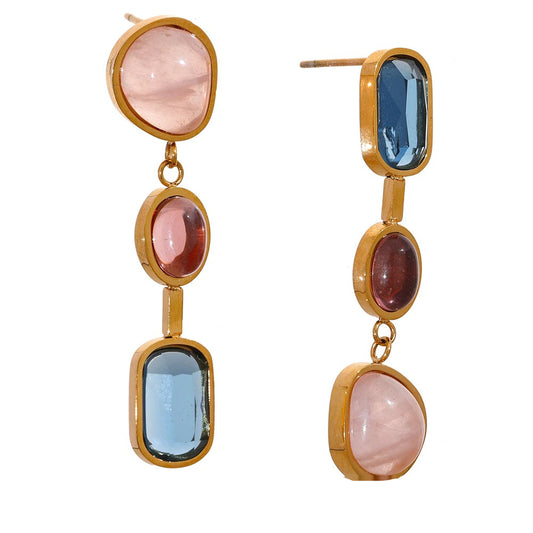 Contemporary natural stone drop dangle earrings - product image