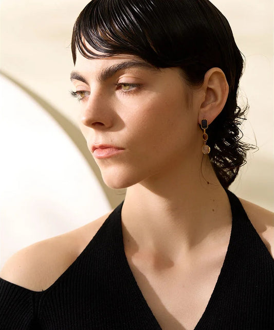 Contemporary natural stone drop dangle earrings - product image