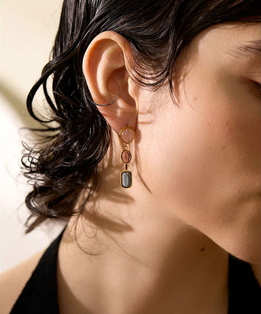 Contemporary natural stone drop dangle earrings - product image
