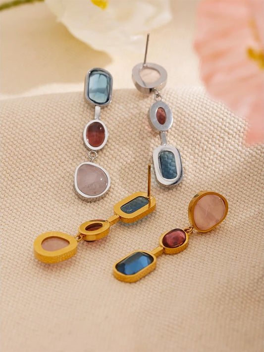 Contemporary natural stone drop dangle earrings - product image