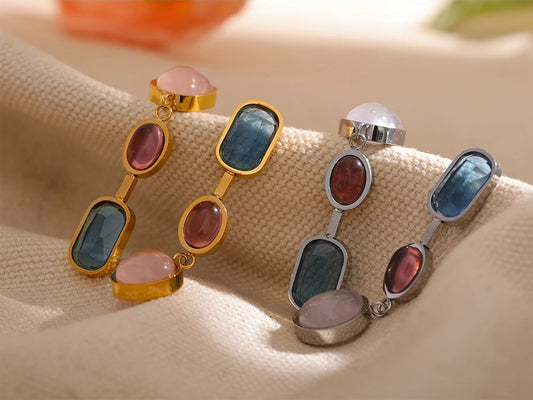 Contemporary natural stone drop dangle earrings - product image