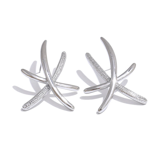 Contemporary push-back gold silver stud earrings - product image
