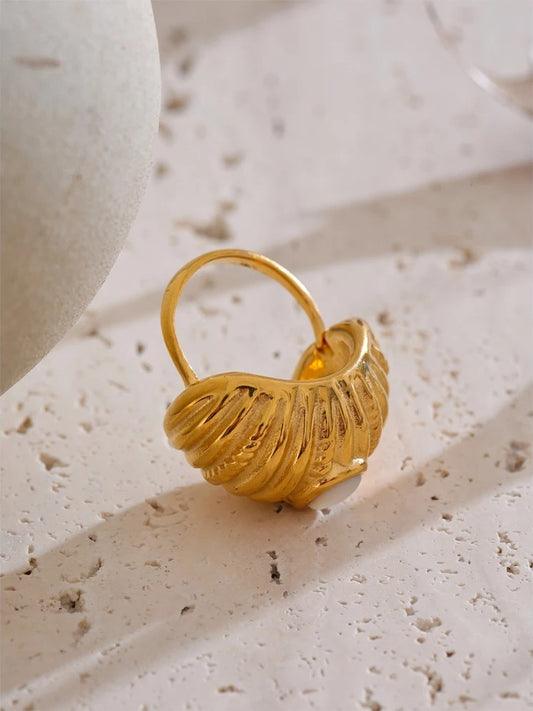 Contemporary shell adjustable wide ring - product image