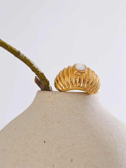 Contemporary shell adjustable wide ring - product image