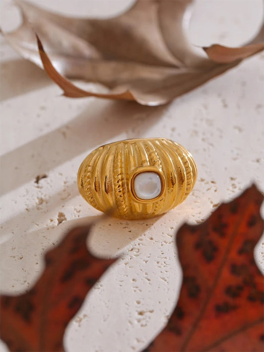 Contemporary shell adjustable wide ring - product image