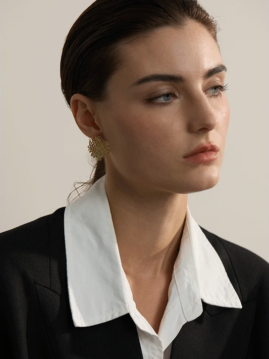 Contemporary statement metal stud earrings women - product image