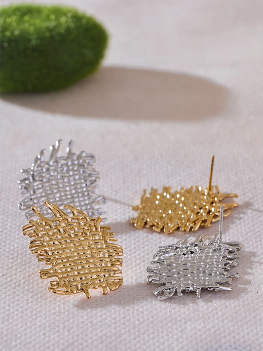 Contemporary statement metal stud earrings women - product image