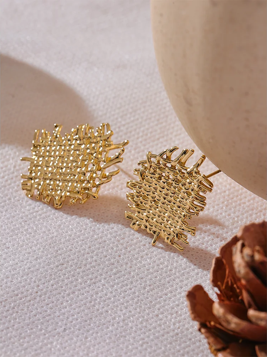 Contemporary statement metal stud earrings women - product image